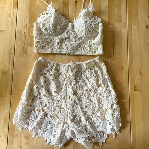 2-piece white floral set (bachelorette/bridal)